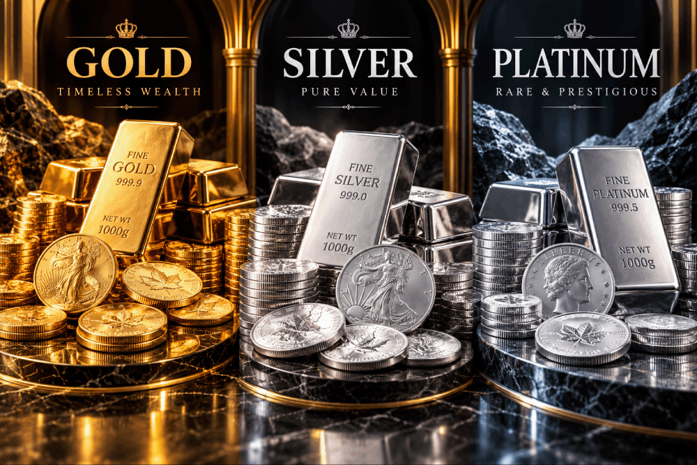 Elegant precious metal and jewellery display